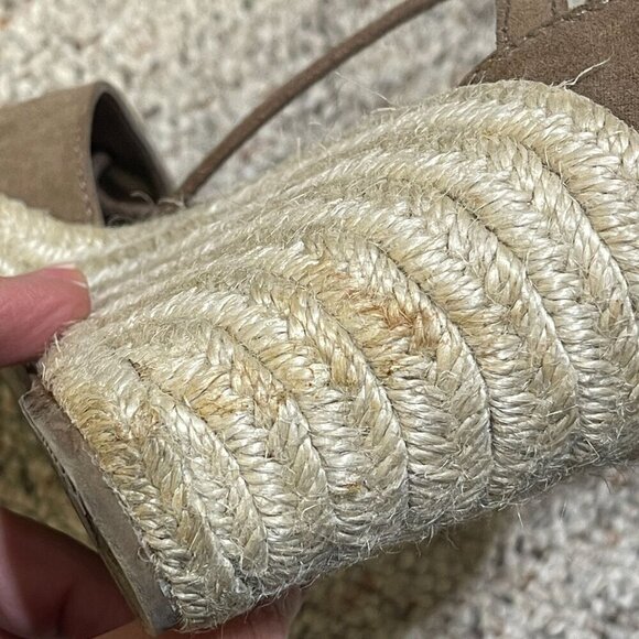 DV Dolce Vita Taupe Suede Manica Lace Up Zip Back Espadrille Wedge 8 M Boho - Picture 7 of 10